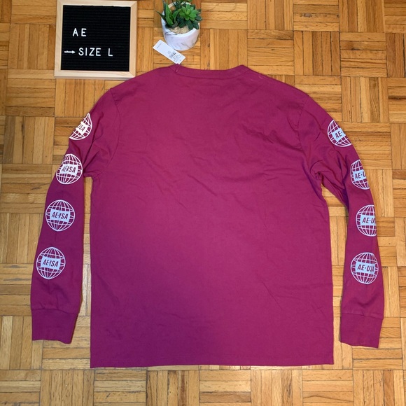 NEW AE AMERICAN EAGLE REFLECTIVE LOGO RETRO STYLE Y2K Longsleeve T Shirt - Picture 2 of 11